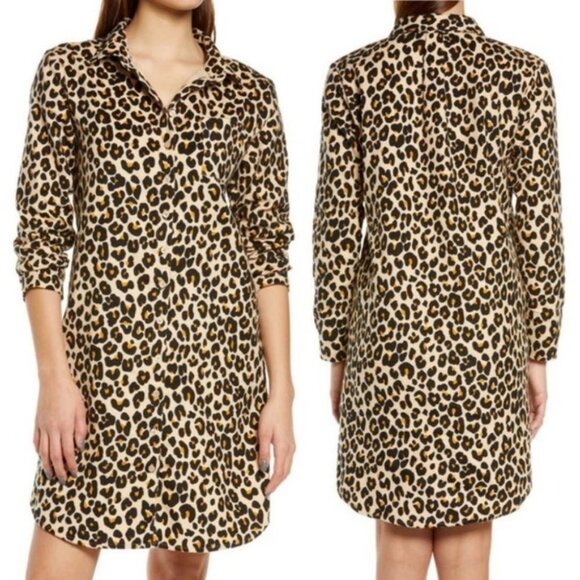 Nordstrom Leopard Print Cotton Flannel Pajama Dress Nightshirt Size Small 2021‎ - Picture 1 of 13